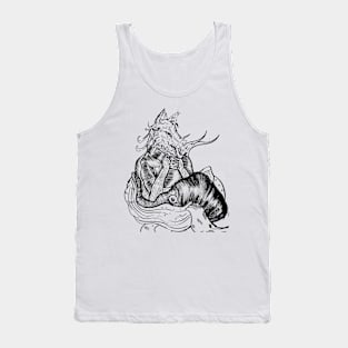 Surrealist Mastery Unveiled: Enchanting Wolf Manipulation in a Serene Surreal Setting Tank Top